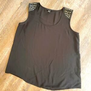 FOREVER 21 Sheer black top with studded shoulders sz.S